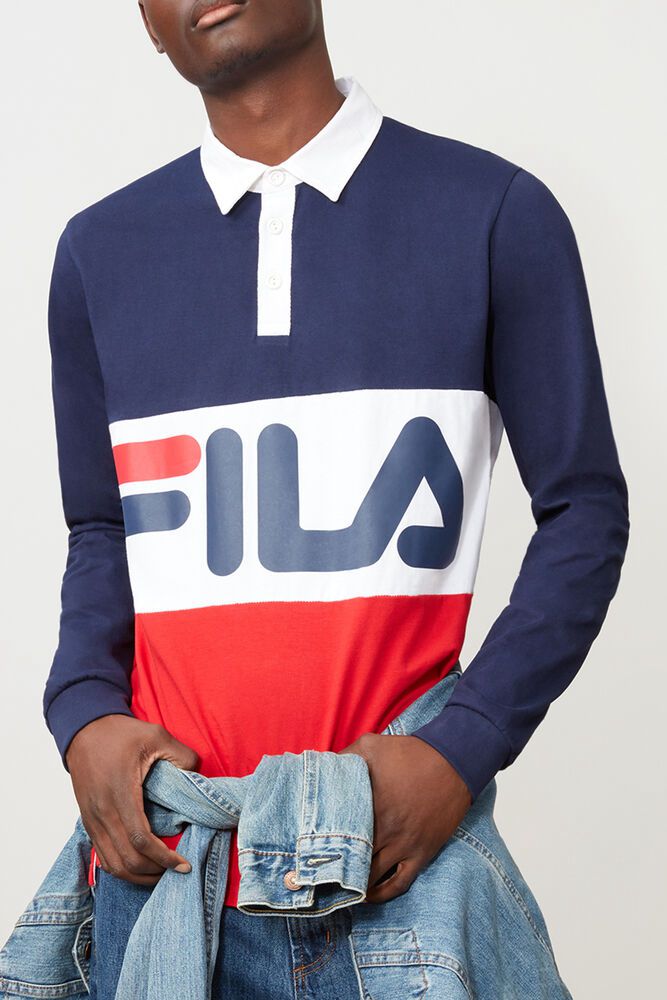 Fila Miesten Polo Harley Rugby Laivastonsininen/Punainen/Valkoinen - TDPJ-26078